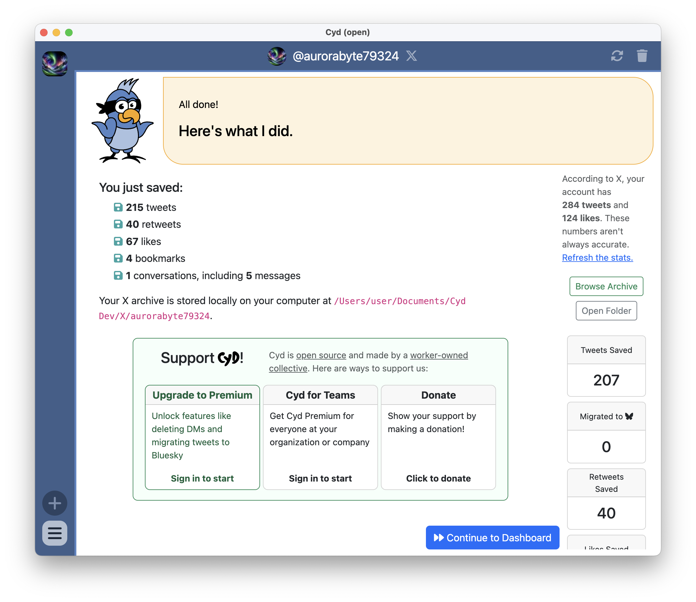 Finished saving data from X