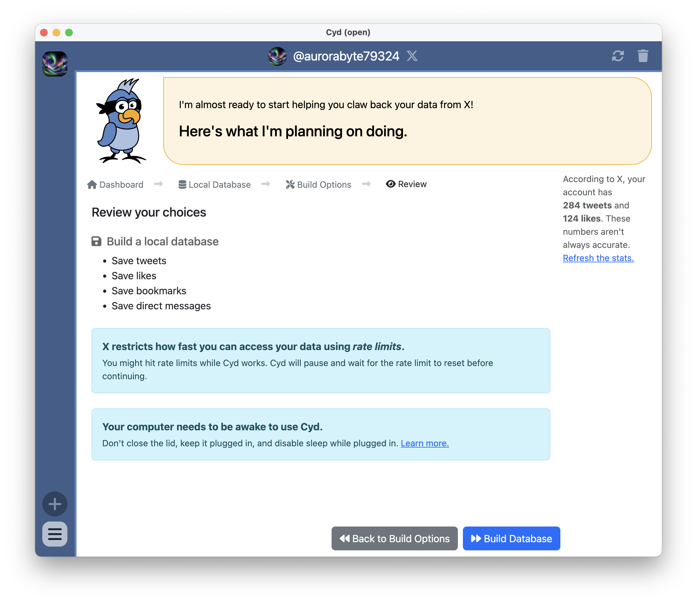 Review build options