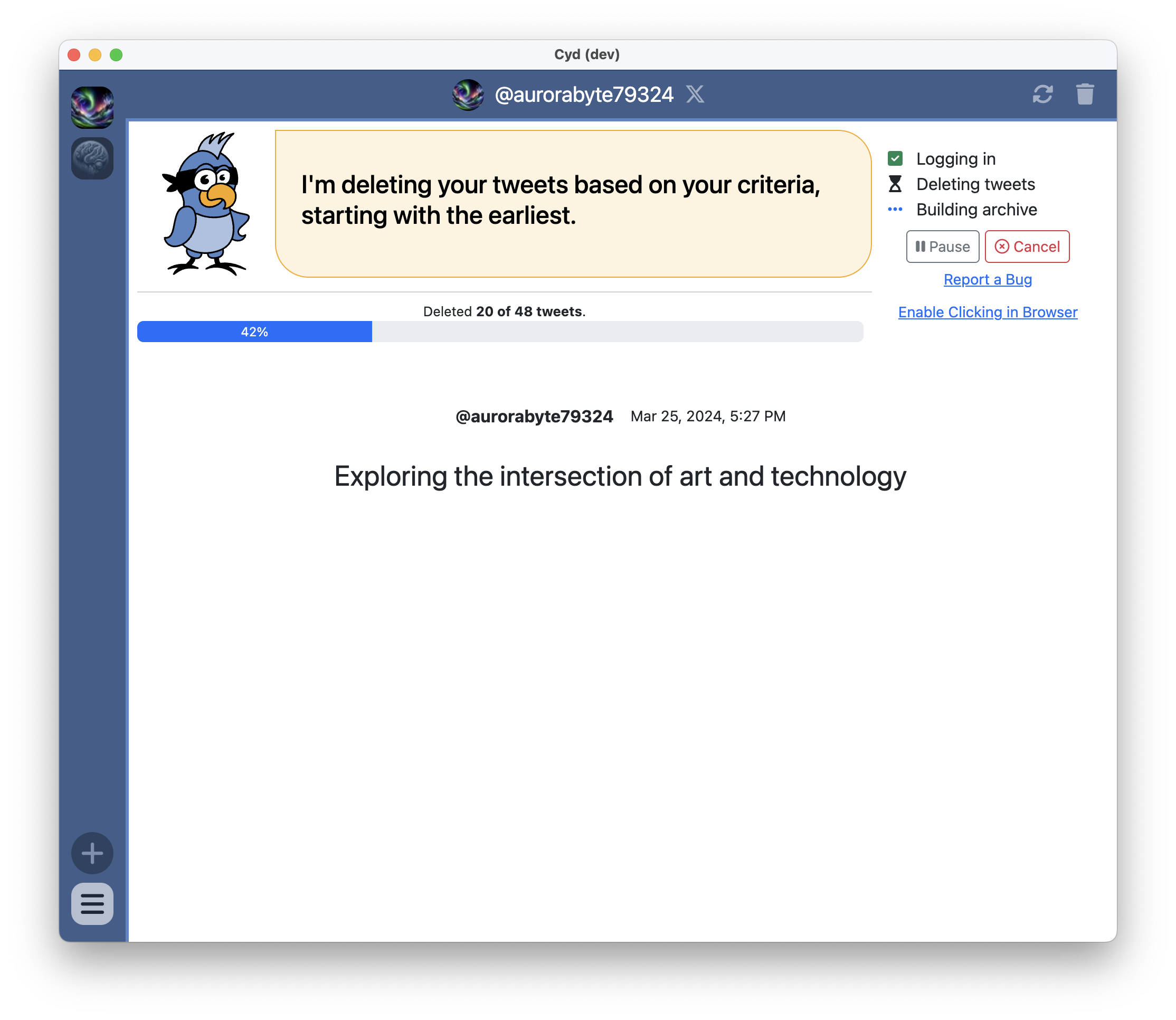 Deleting data from X