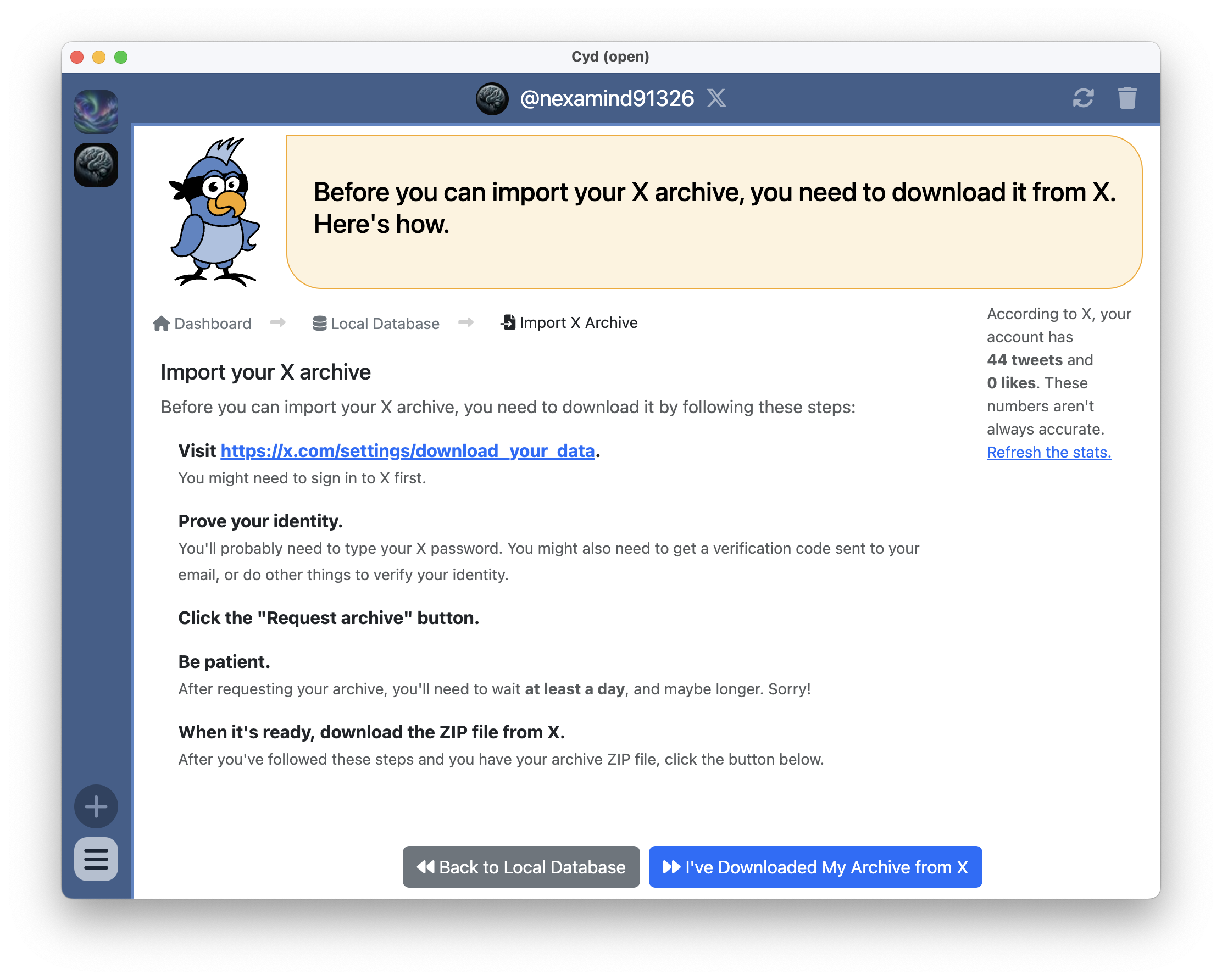 Instructions for downloading your X archive