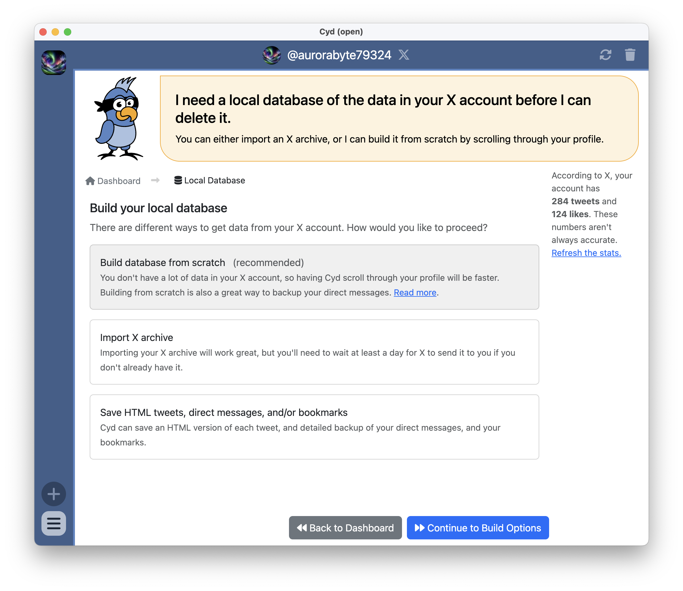 Build a database of your X data