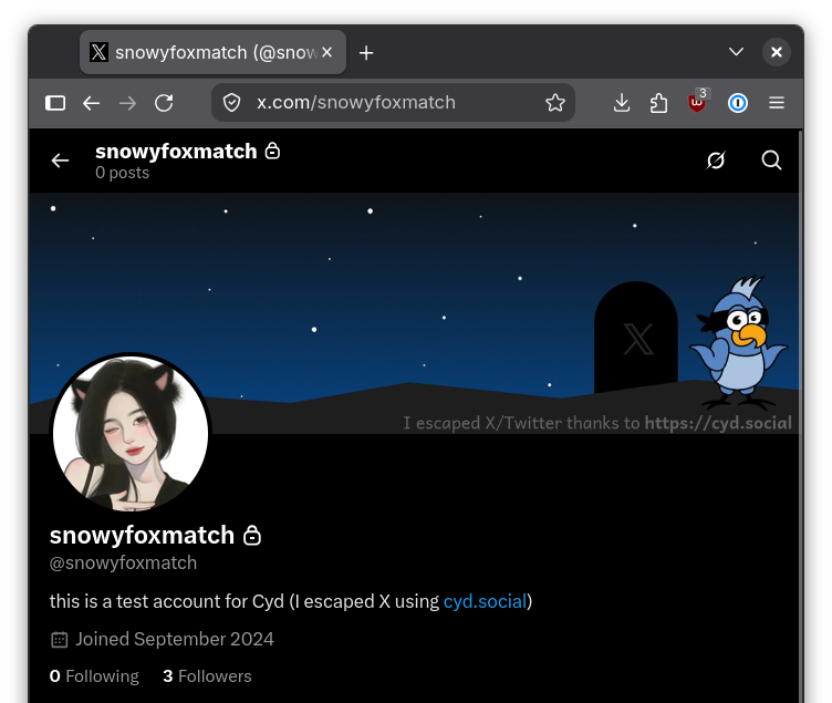 A tombstoned X profile